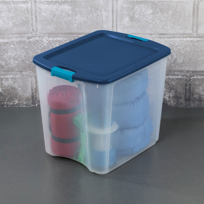 Sterilite 26 Gal Latch and Carry Stackable Storage Bin with Latching Lid, 4 Pack