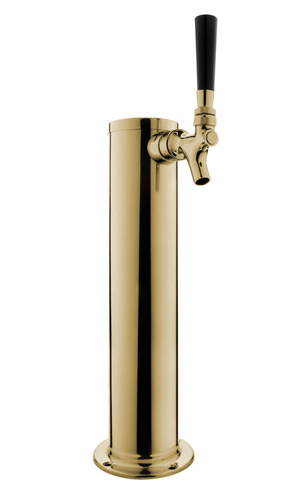 14" Tall PVD Brass 1-Faucet Draft Beer Tower - 100% Stainless Steel Contact