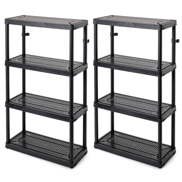 Gracious Living 4 Shelf Fixed Height Medium Duty Storage Rack, 2 Pack, Black