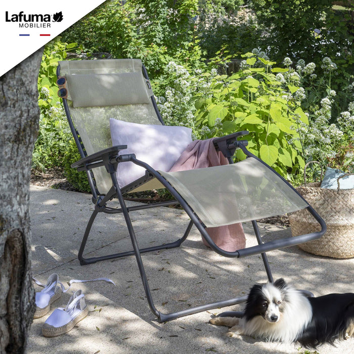 Lafuma Futura XL Zero Gravity Outdoor Steel Framed Lawn Recliner Chair, Seigle