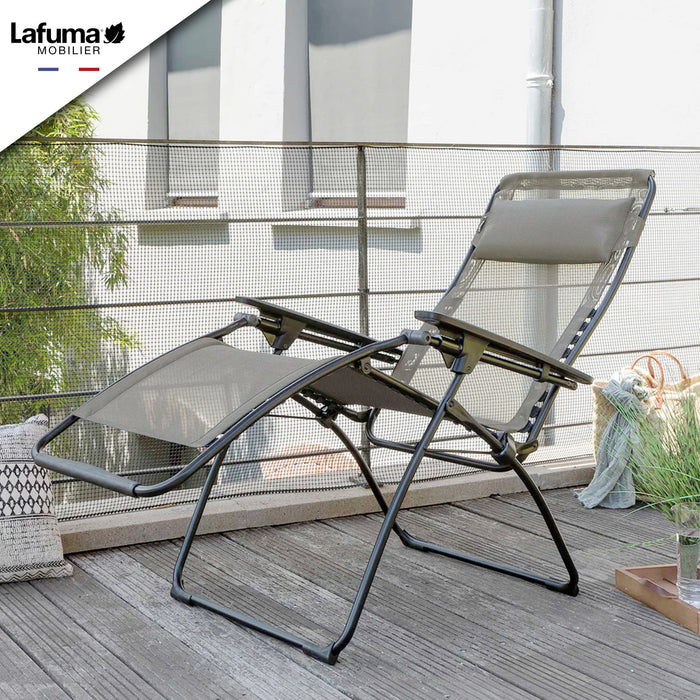 Lafuma Futura XL Zero Gravity Outdoor Steel Framed Lawn Recliner Chair, Seigle