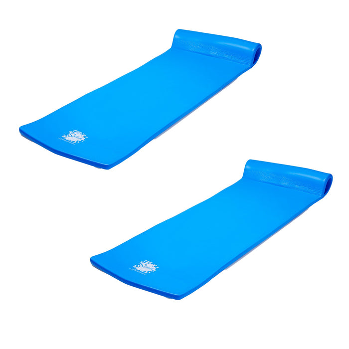 TRC Recreation Splash 1.25" Thick Foam Pool Float Mat, Bahama Blue (2 Pack)