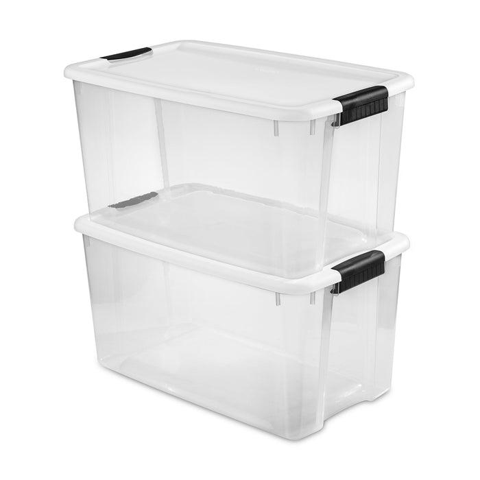 Sterilite 70 Qt Clear Plastic Stackable Storage Bin with Latching Lid, (4 Pack)