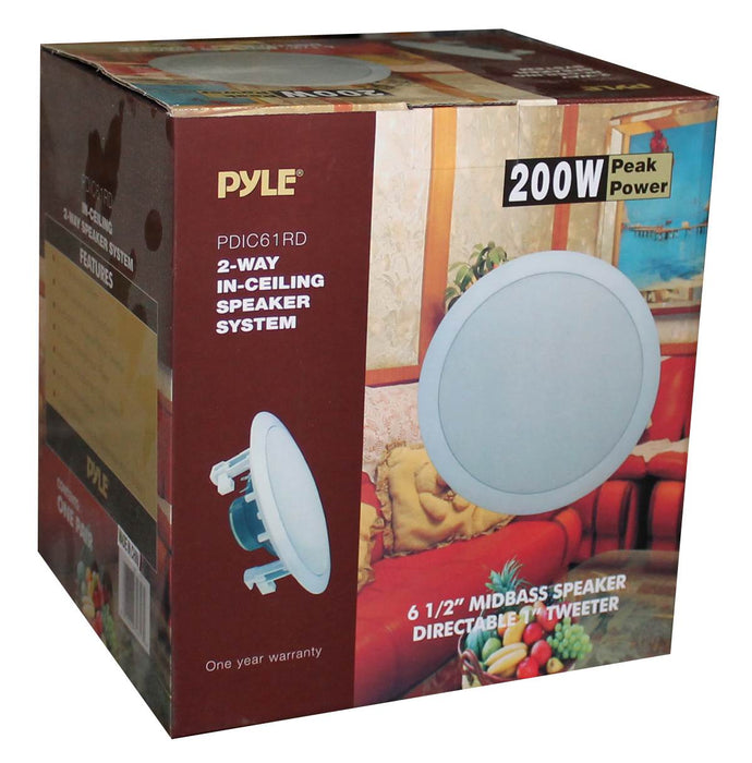 PYLE PRO PDIC61RD 6.5'' 200W 2-Way In-Ceiling/Wall Speaker System White (6 Pack)