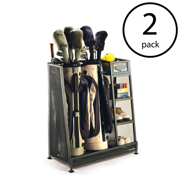 Suncast Metal Complete Golf Bag Organizer for Garage w/ Shelves & Bin (2 Pack)