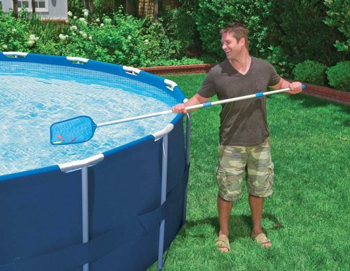 Intex Swimming Pool Pole Kit w/ Skimmer & Hydrotools Floating Chlorine Dispenser