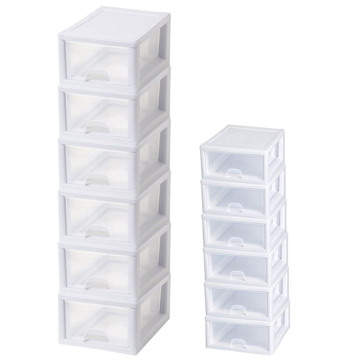 Sterilite 16 Qt Clear Stacking Storage Drawer Container (6 Pack) + 6 Qt (6 Pack)