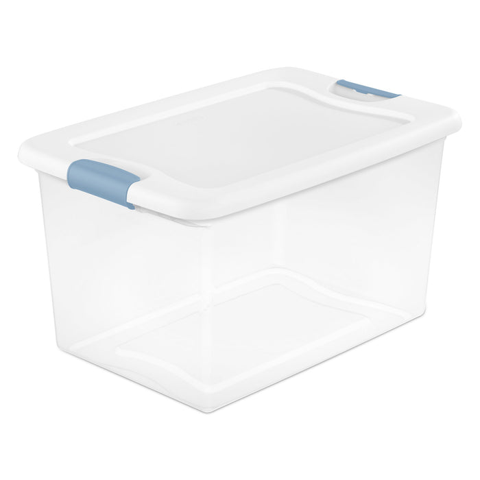 Sterilite 64 Qt Clear Plastic Stackable Storage Bin w/ White Latch Lid, 30 Pack