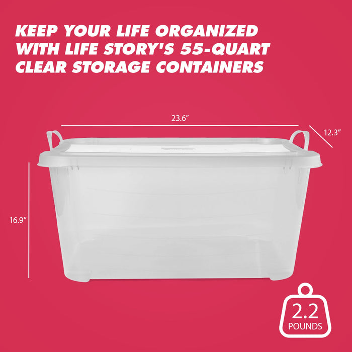 Life Story Clear Stackable Closet Organization & Storage Box, 55 Quart (18 Pack)