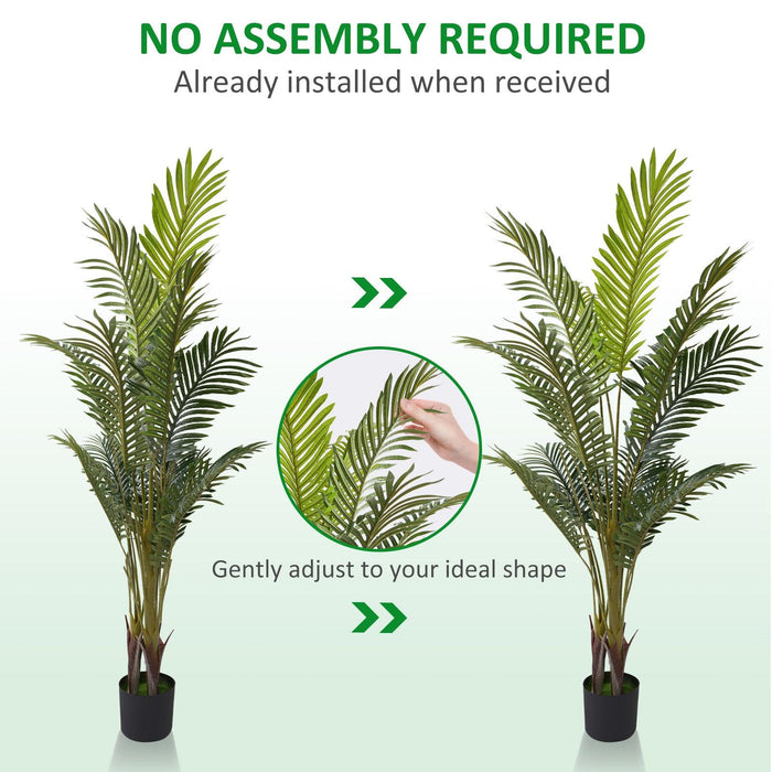 5.2ft Artificial Palm Tree Plant with 17 Decorative Leaves Faux Plant with Pot, Green