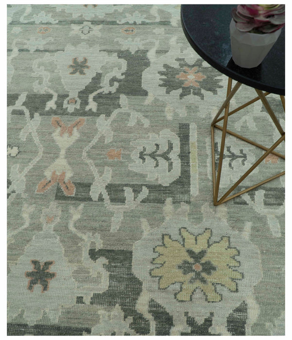 Modern Ikat Design Silver And Blue  8X10 Hand Knotted wool rug