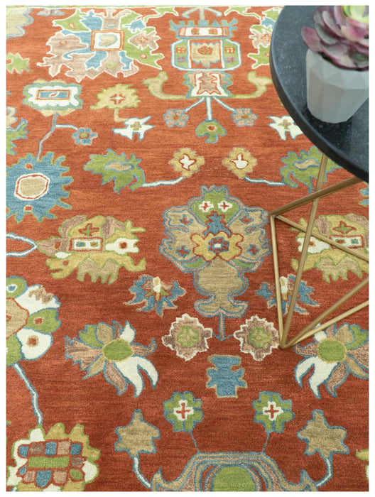 Rust And Beige Traditional Oushak Design Hand Tufted 8x10 Wool Area Rug