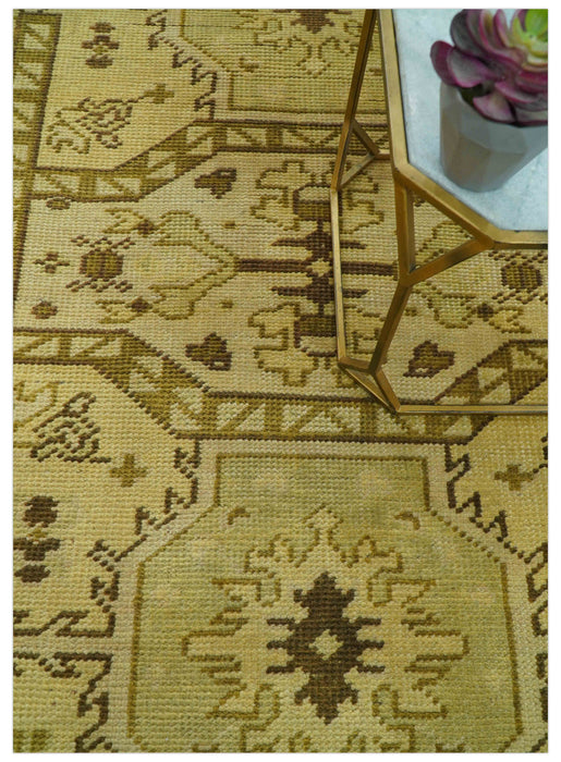 Brown And Beige Modern Traditional Design 5x8 Hand Knotted Wool Area Rug