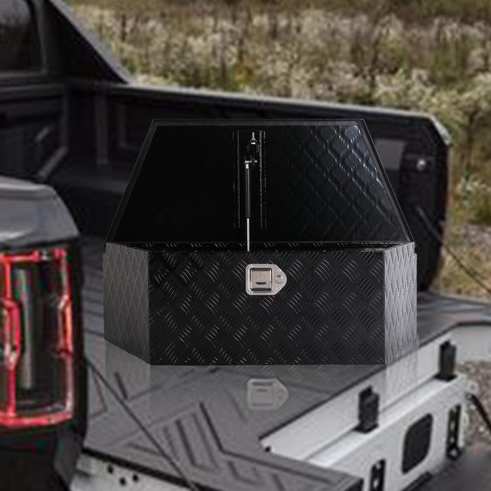 39" Trailer Tongue Box Aluminum Truck Tool Cargo Storage Box Storage Organizer with Lock, Black