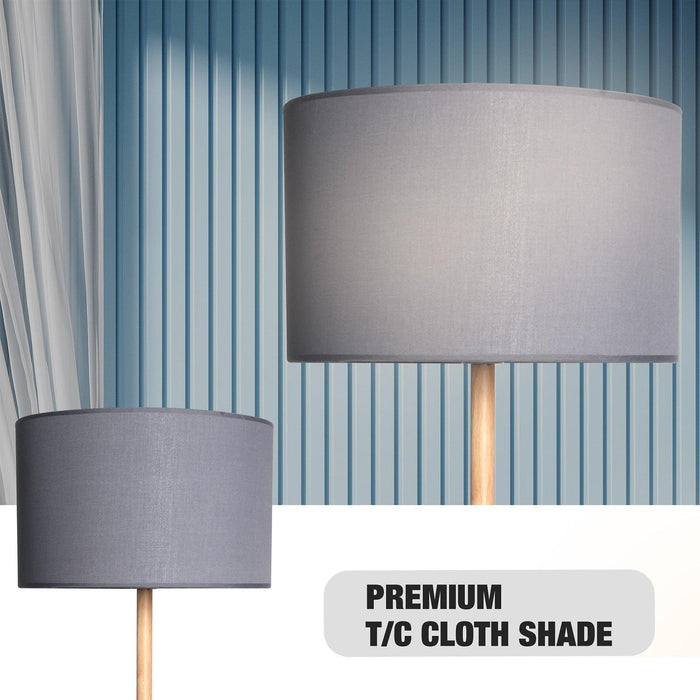 Standing Floor Lamp with 8W LED Bulb Foot Switch Fabric Lamp Shade Tall Stand Up Floor Lamp, Gray