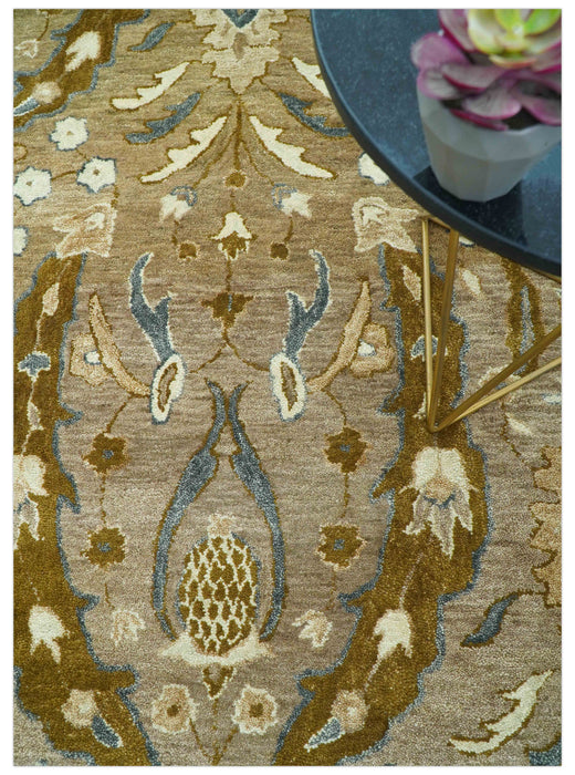 Custom Made Traditional Oushak Brown Hand Tufted Wool Area Rug