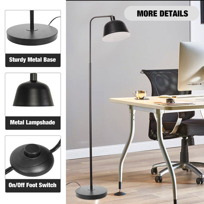 Standing Floor Lamp with Adjustable Metal Shade 8W LED Bulb Foot Switch Tall Stand Up Floor Lamp, Black