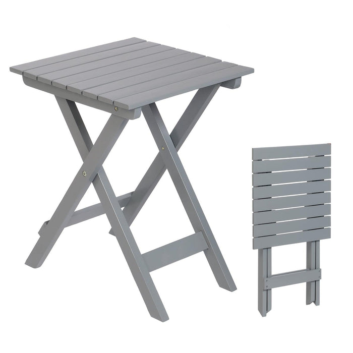 13.7" Square Outdoor Patio Folding Side Table Wood Portable End Table, Gray