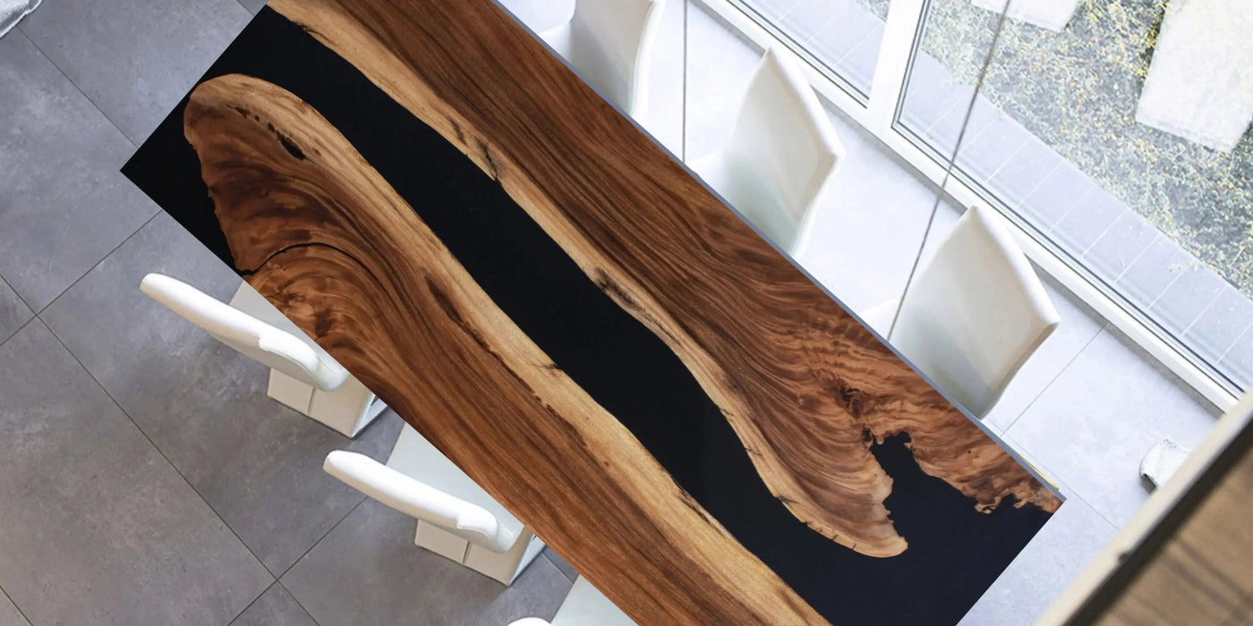 10ft Black Walnut Finish Style Resin Epoxy River Dining Table