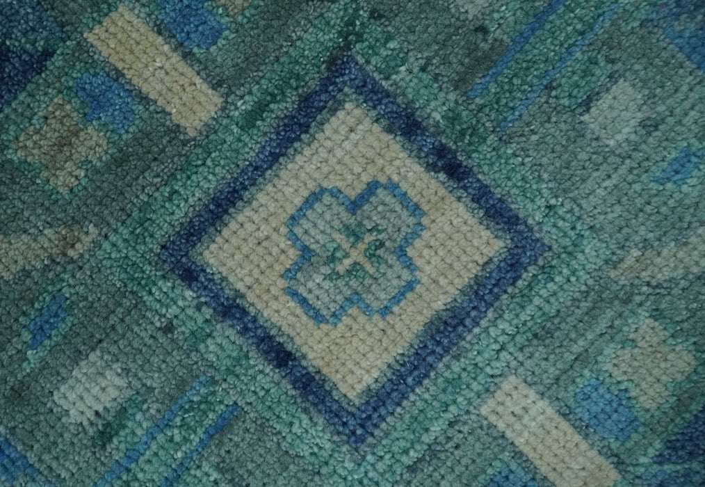 10x14 Hand Knotted Blue and Silver Traditional Antique style Wool Rug, Living Room