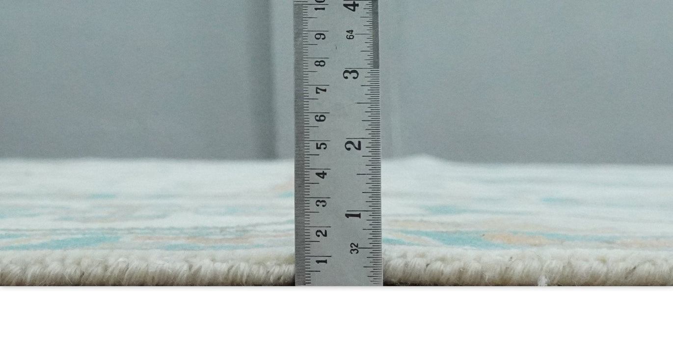 10x14 Ivory and Teal Hand knotted Oriental Oushak Traditional Wool Area Rug