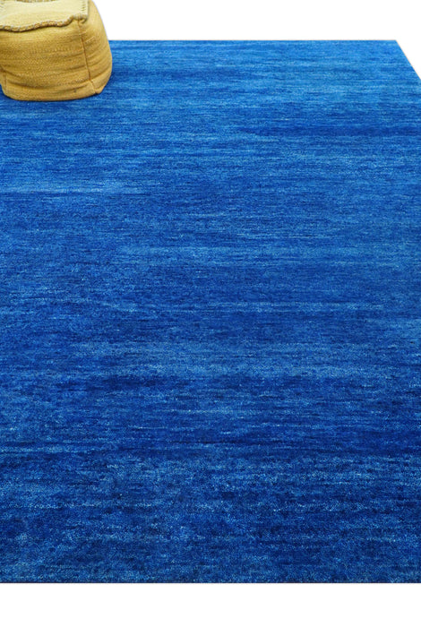 Custom Made Solid Modern Blue Hand Tufted thick Wool Area Rug