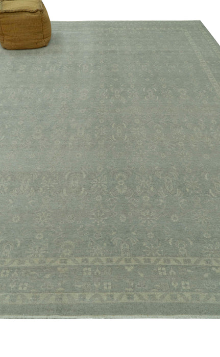 Custom Made Silver Traditional Silver Hand Knotted Wool Rug