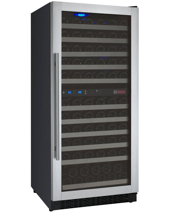 24" Wide FlexCount II Tru-Vino 121 Bottle Dual Zone Stainless Steel Right Hinge Wine Refrigerator