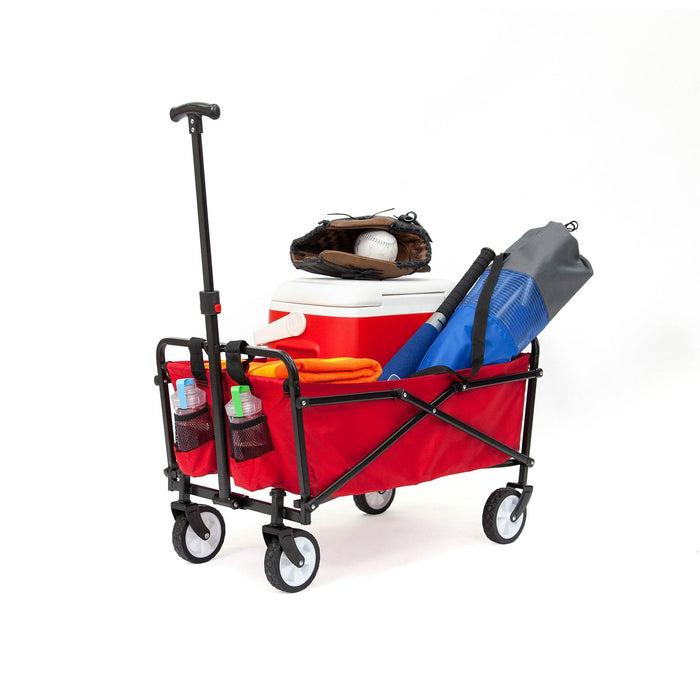 SEINA Heavy Duty Compact Folding 150 Pound Capacity Outdoor Cart, Red (2 Pack)