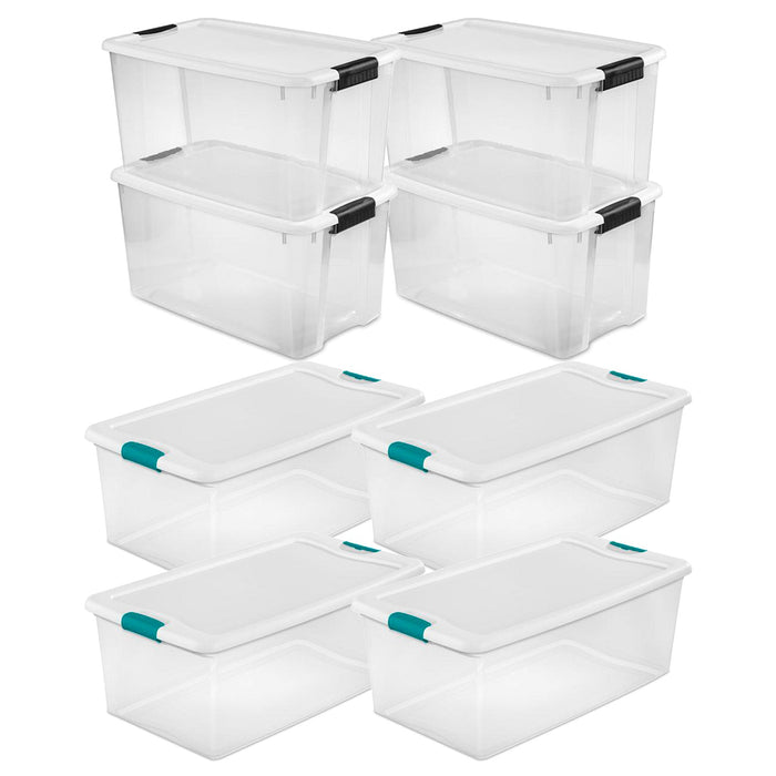 Sterilite 106 Quart Latching Storage Tote, 4 Pk and 70 Quart Storage Tote, 4 Pk