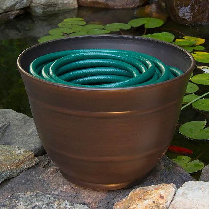 Liberty Garden Banded High Density Resin Hose Holder Pot with Drainage (2 Pack)