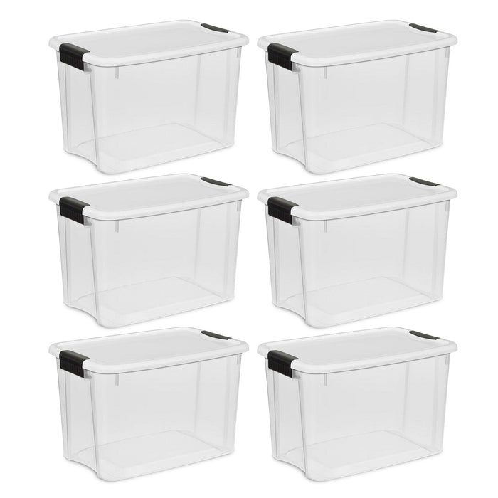 Sterilite 30 Qt 6-Pack & 18 Qt 6-Pack Clear Plastic Stackable Storage Bin w/ Lid