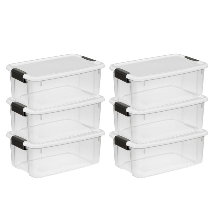 Sterilite 30 Qt 6-Pack & 18 Qt 6-Pack Clear Plastic Stackable Storage Bin w/ Lid