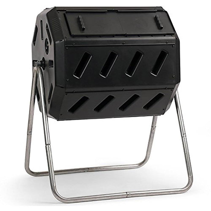 FCMP Outdoor 37 Gallon Elevated Dual Chamber Tumbling Garden Compost Bin(2 Pack)