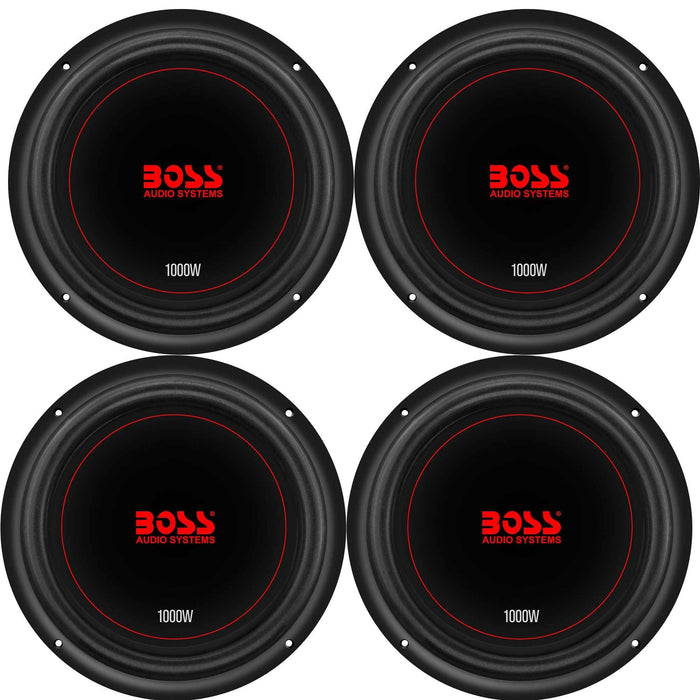 Boss Chaos Exxtreme 10" 1000W Dual Voice Coil 4 Ohm Car Audio Subwoofer (4 Pack)