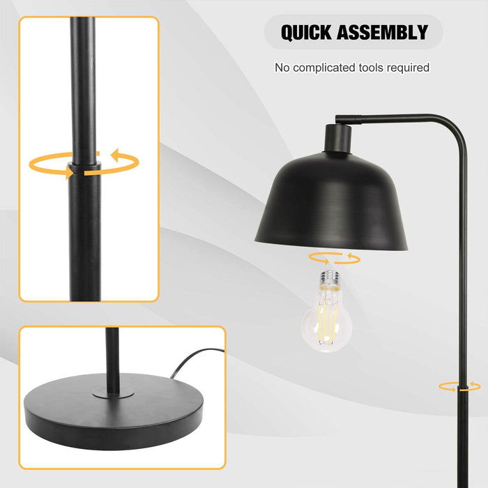 Standing Floor Lamp with Adjustable Metal Shade 8W LED Bulb Foot Switch Tall Stand Up Floor Lamp, Black