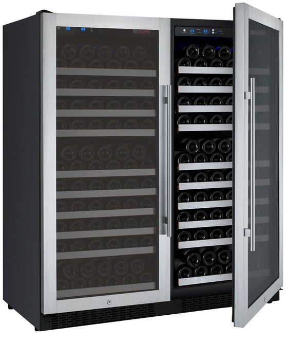 47" Wide FlexCount II Tru-Vino 256 Bottle Dual Zone Stainless Steel Side-by-Side Wine Refrigerator