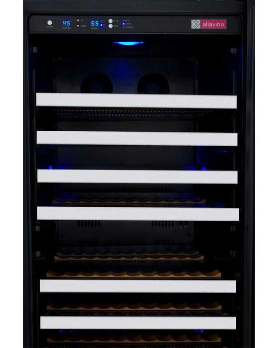 47" Wide FlexCount II Tru-Vino 256 Bottle Dual Zone Stainless Steel Side-by-Side Wine Refrigerator