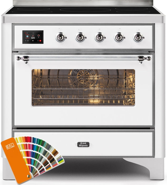 ILVE Majestic II 36" Induction Range with Element Stove and Electric Oven in RAL Custom Color with Chrome Trim, UMI09NS3RAC