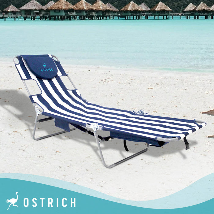 Ostrich Chaise Lounge Folding Portable Sunbathing Beach Chair (3 Pack)