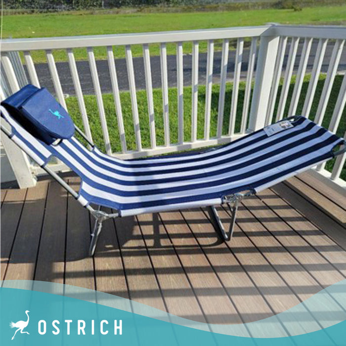 Ostrich Chaise Lounge Folding Portable Sunbathing Beach Chair (3 Pack)