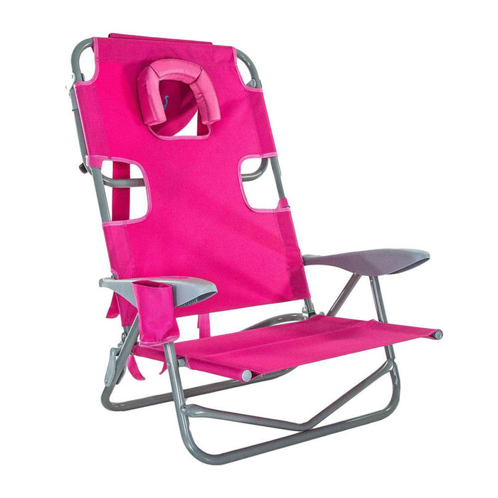 Ostrich On-Your-Back Outdoor Reclining Beach Lounge Pool Camping Chair, Pink