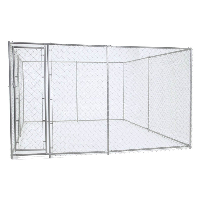 Lucky Dog 10 x 10 Ft Outdoor Steel Chain Link Dog Kennel & Waterproof Roof Cover