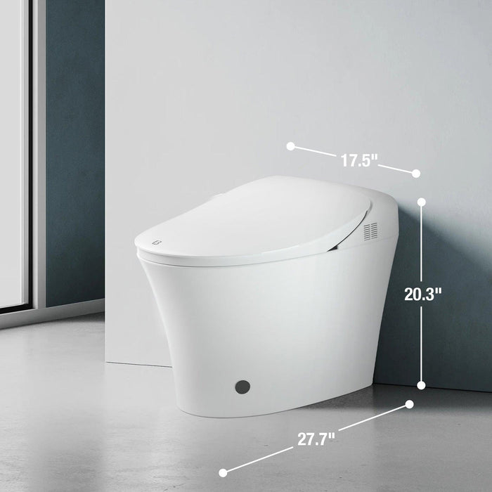 Electronic Smart One Piece Toilet Bidet with Heated Seat, Off-Seat Auto Flushing and Dryer, Self-Cleaning Nozzle, LED Night Light