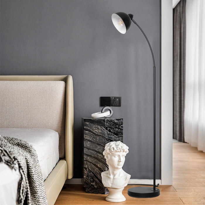 Modern Standing Floor Lamp with Adjustable Metal Shade 8W LED Bulb Foot Switch Tall Stand Up Floor Lamp, Black