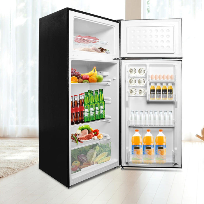 7.7 Cu.ft. 2-Door Refrigerator with Freezer Fridge with Adjustable Thermostat Control, Black