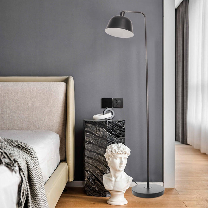 Standing Floor Lamp with Adjustable Metal Shade 8W LED Bulb Foot Switch Tall Stand Up Floor Lamp, Black