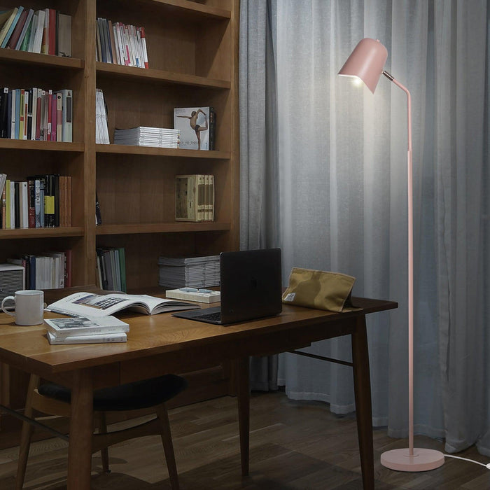 Modern Standing Floor Lamp with Adjustable Metal Shade Foot Switch Tall Stand Up Reading Lamp, Pink