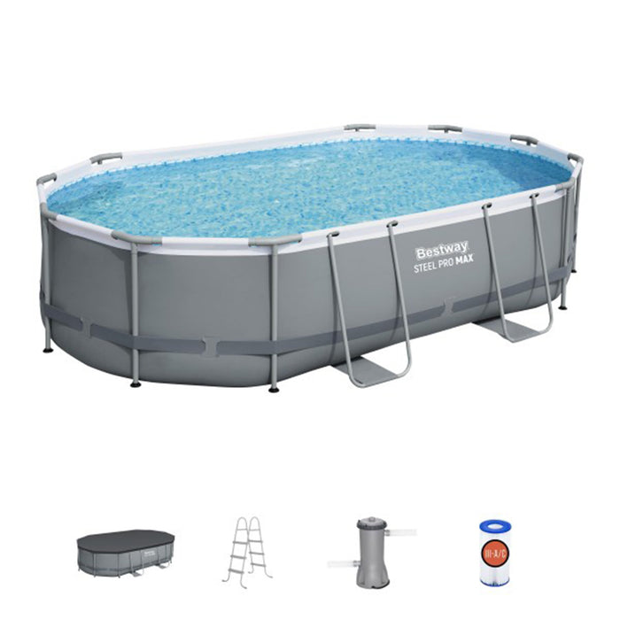 Bestway Power Steel 16' x 10' x 42" Rectangular Above Ground Swimming Pool Set