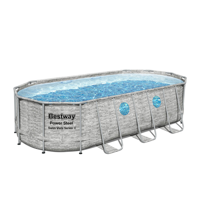 Bestway Power Steel Swim Vista 18' x 9' x 48" Above Ground Swimming Pool Set